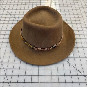 Brown Felt Fedora Hat with Braided Band